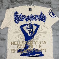 HELLSTAR MENS CREAM AND WHITE T-SHIRT