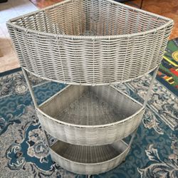 Corner Storage 3 Tier Basket - Grey Wicker 