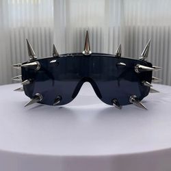 Spiked Oversized Shield Sunglasses