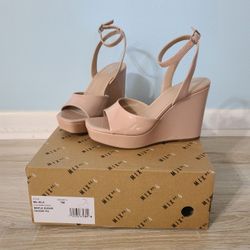 Mix No.6 Jela Wedge Sandal Heels Shoes Size 7 in Patent Maple Sugar Pink Brand New 