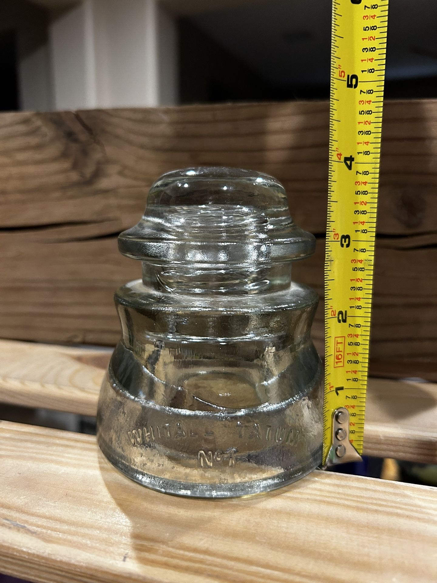 Vintage Whitall Tatum No. 1 Clear Glass Insulator For DIY Lamp