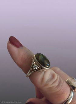 Abalone and blue topaz Silver/rose gold Ring