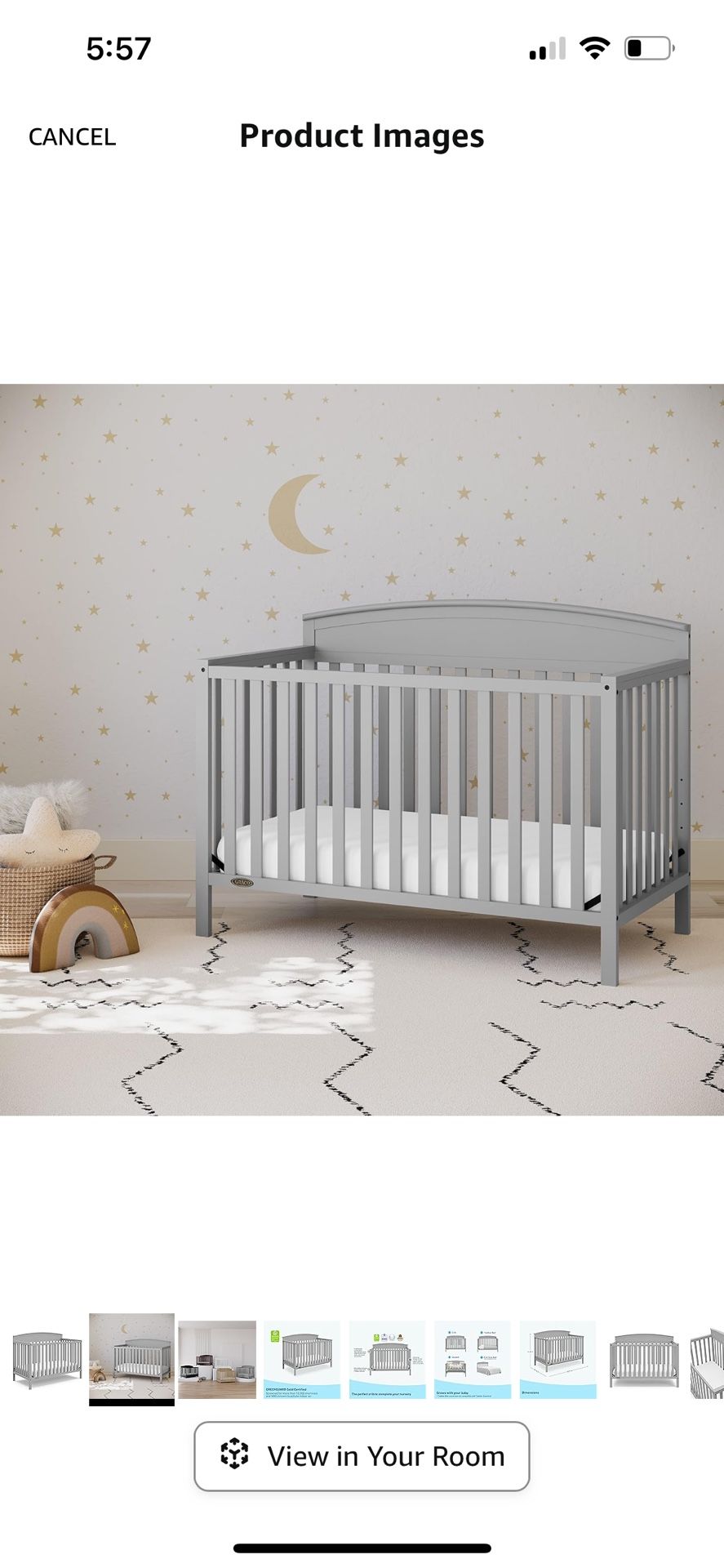 Graco Benton 5-in-1 Convertible Crib (Pebble Gray) And Mattress 