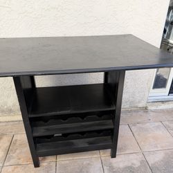 41.5Wx31.5Dx35H  dining or bar table with wine rack