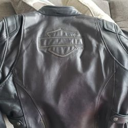 Harley Davidson Women's  Leather Riding Jacket With Reflective Logo