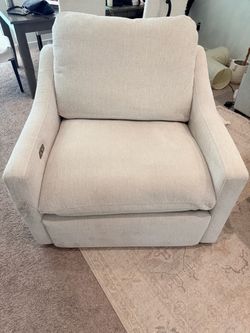 Cream Fabric Power Recliner Chair
