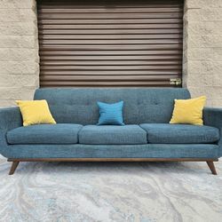 Like New Mid-Century Modern Teal Sofa / Couch - Delivery +$35