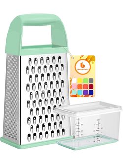Brandnew Cheese Grater With Container, Professional Cheese Grater with Handle, Stainless Steel Graters for Kitchen Handheld, Box Grater with 4 Sides