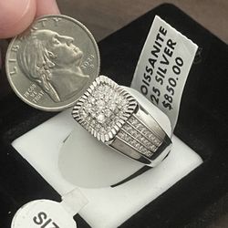 Mens Size 10 925 Silver Moissanite Ring New 3.00ctw