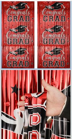 Red Tinsel Foil Fringe Curtain Backdrop