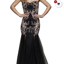 Black And Blush Pink Mermaid Tail Corset Prom Dress Size 4