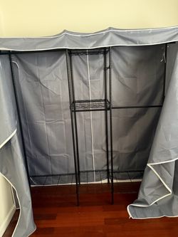 Portable Wardrobe Closet with Wire Shelving