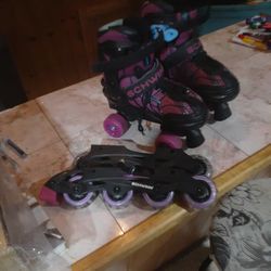 SKATES Girls Size 1-4 ☆Adjustable☆ w/in-line skate attachment 
