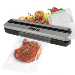 🔥NEW🔥 Nesco Space-Saving Vacuum Sealer, One-Touch Food Sealer w/ Built-In Bag Cutter