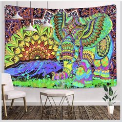 Psychedelic Tapestry Dreamlike Night Tapestry (80" W x 60" H, Elephant Tapestry)