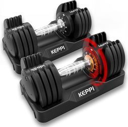 Keppi Adjustable Dumbbells Set-25lb, Anti-Slip Metal Fast Adjust Weight Handle, Exercise & Fitness for Full Body Workout - Adjustable D
