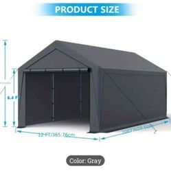 12x20 Grey Fully Enclosed  Carport Canopy Brand New . This Box is almost 7 foot long and 136 lbs