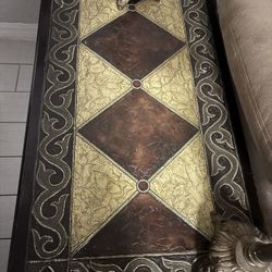 Leather Inset Coffee Table 