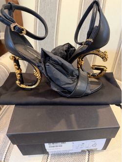 Dolce&Gabbana Leather Barocco-Heel Sandals
