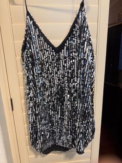 Silver Sequin Mini Dress Spaghetti Strap
