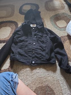 Black Jean And Sweatshirt Material Jacket