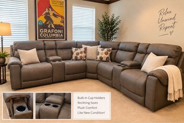 Ashley Starbot Power Reclining Sectional – Fossil – Like New / Staging Only