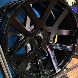 24s gloss black wheels tires 5x139 ram