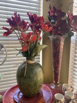 Lime green metal floral decor