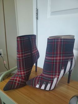 Plaid Stiletto Ankle Boots
