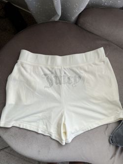 Size XL Juicy couture oyster Velour Bling Shorts Cream 