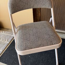 Gray tweed upholstered folding chairs