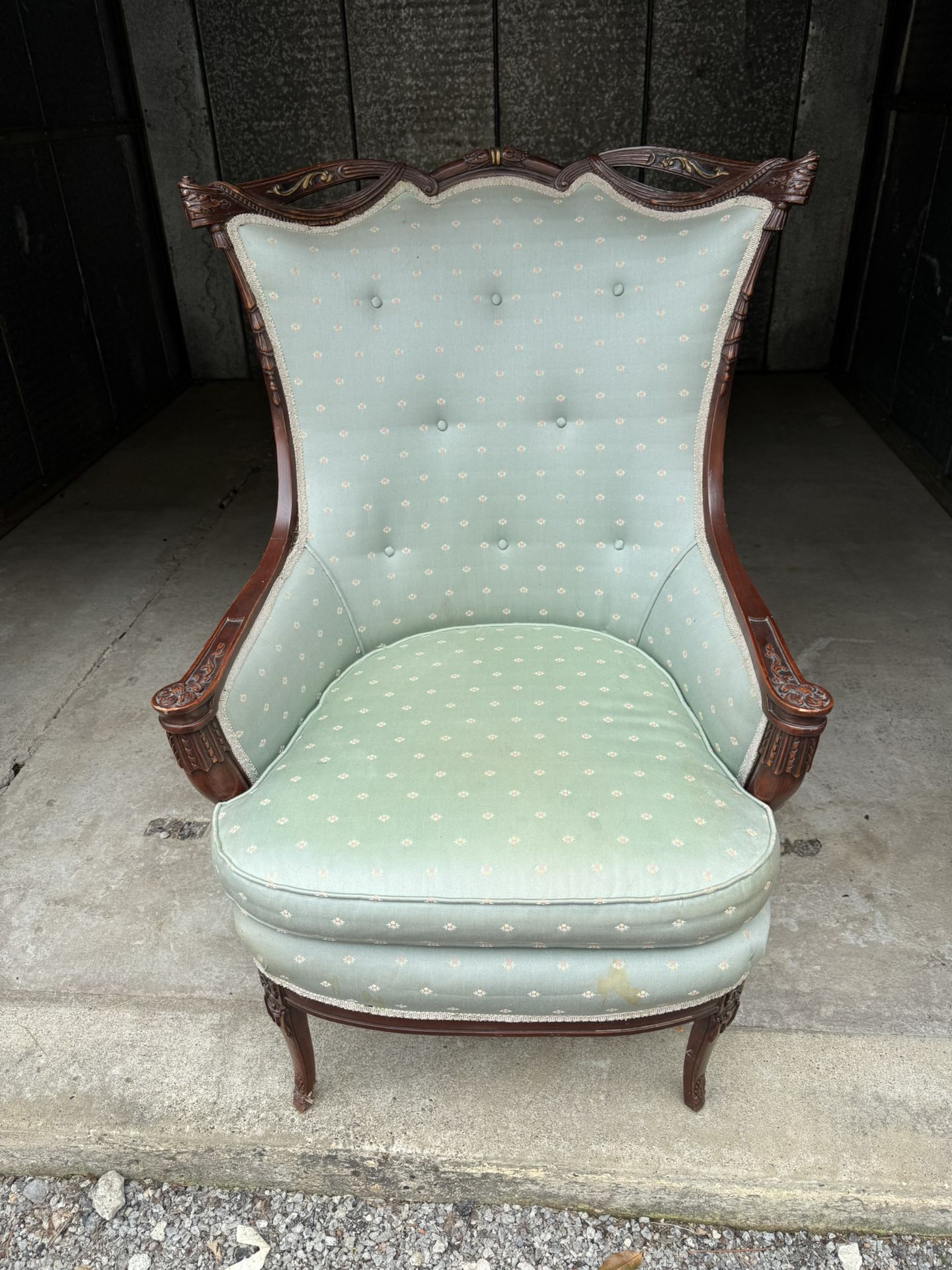 19th C. Louis XV Style Wingback Armchair . Estate Find Needs Cleaning . 