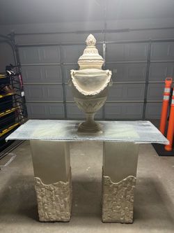 decorative urn + table