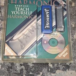 Jambone Harmonica w/book, DVD & VHS Teach Yourself Harmonica Brand New Unopened 