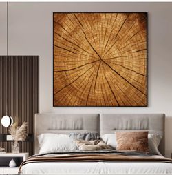 46x46 Wall Art Fabric Print - Tree Ring Rustic Natite Landscape Artwork - brand new