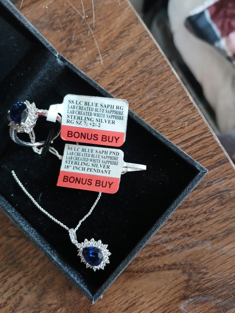 Blue Saphire Sterling Silver Set