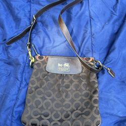Coach Crossbody Horse & Carriage Handbag Brown Madison Op Art 