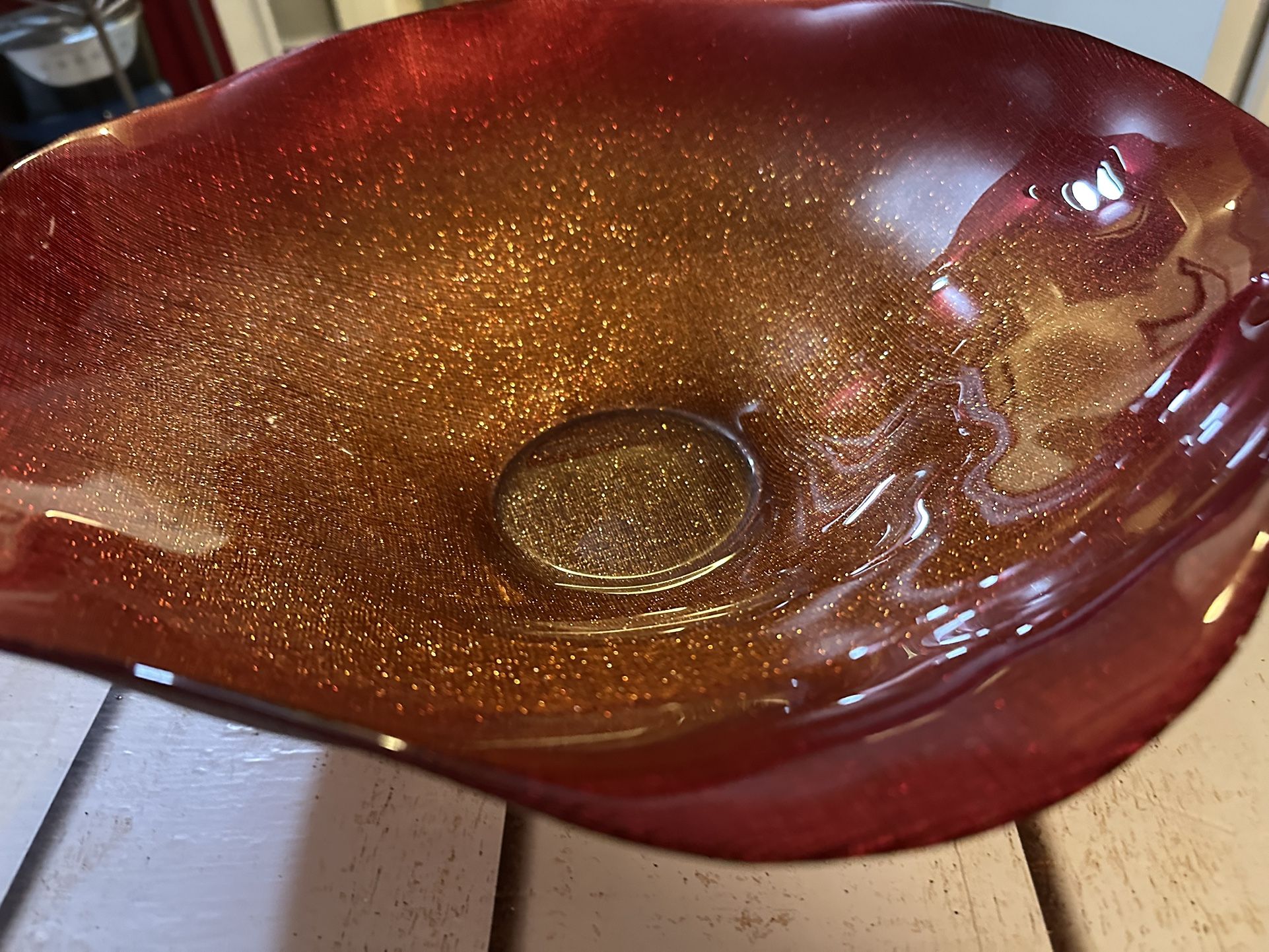 Vintage Carnival Glass Marigold Red Iridescent