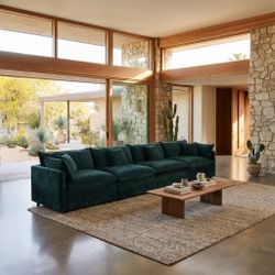 Fremont 147" 4-Seater Chenille Upholstered Modular Sofa with Toss Pillows