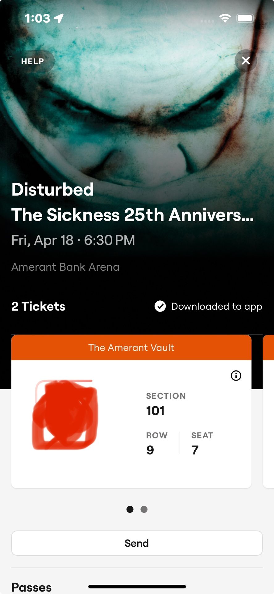 DISTURBED CONCERT TICKETS ( 2 ) PARKING TICKET INCLUDED.