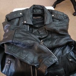 Wilson's Black Leather Motorcycle Jacket Sixe 3xl