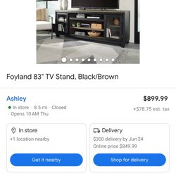 Foyland 83” Tv stand, Black/brown