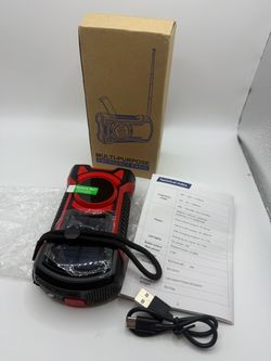 Portable Emergency Weather Radio AM/FM NOAA Solar Hand Crank with SOS Flashlight