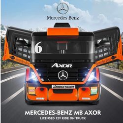 Kids Mercedes Benz MB AXOR 12v Ride On Truck With Parent Remote