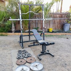 Olympic Bench Press Squat Rack Olympic Weights Barbell 