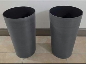 PAIR of 22" Tall Gray Resin Planters with Inserts (2 for $60) @ Lasting Creations