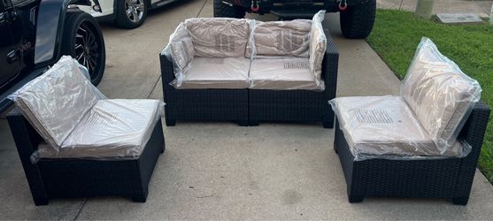 Patio Sectional 4 Pieces All-Weather Wicker Patio Furniture Set Outdoor