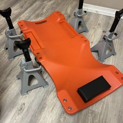 New 40” Mechanics Roller Creeper  & 4Pack 3Ton Jack Stands 