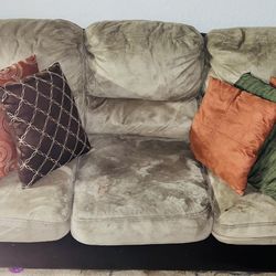 Two Beige Couches With Pillows For $350