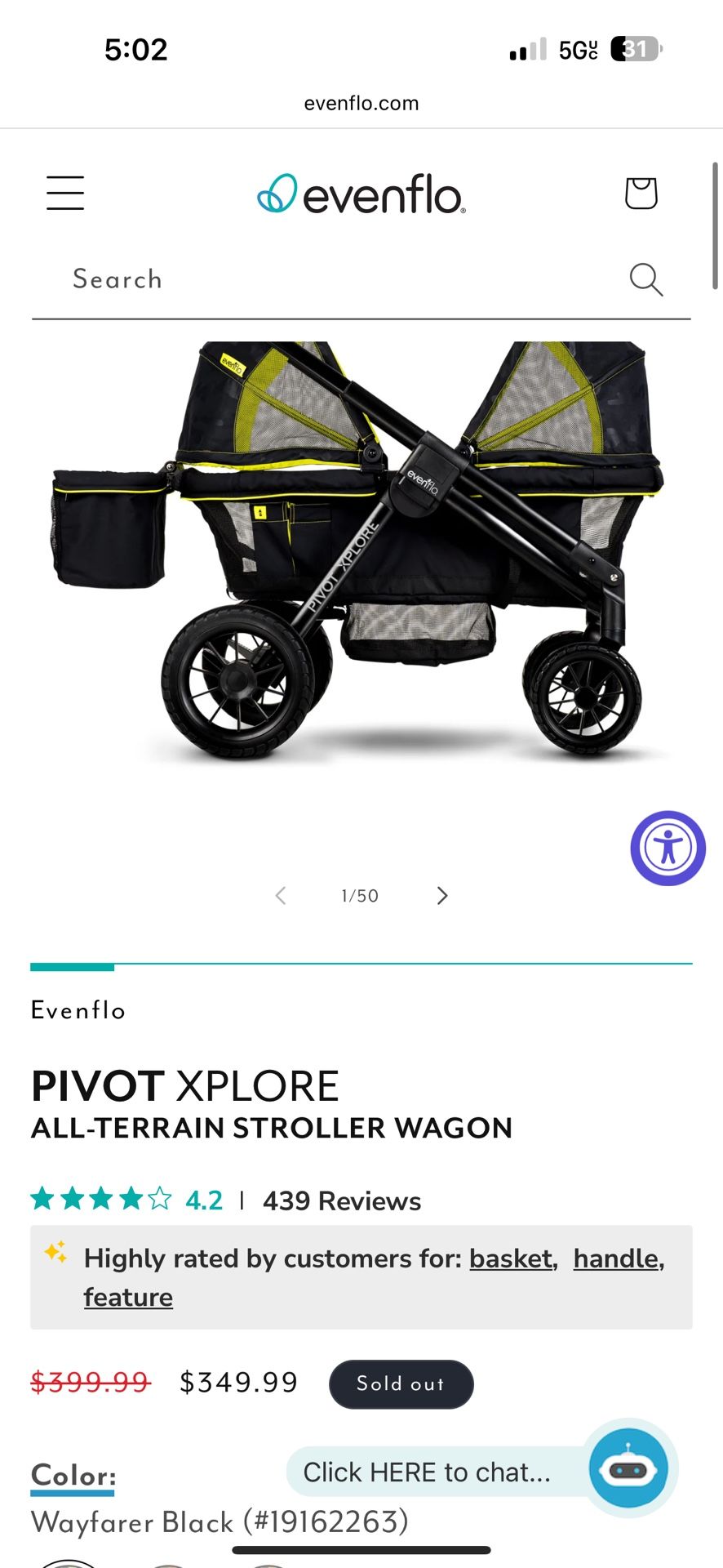Brand New Evenflo Pivot Xplore All-Terrain Stroller Wagon β $300